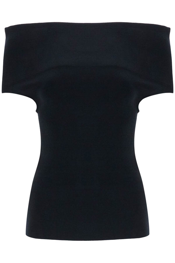 Toteme off-shoulder double-knit top in black viscose