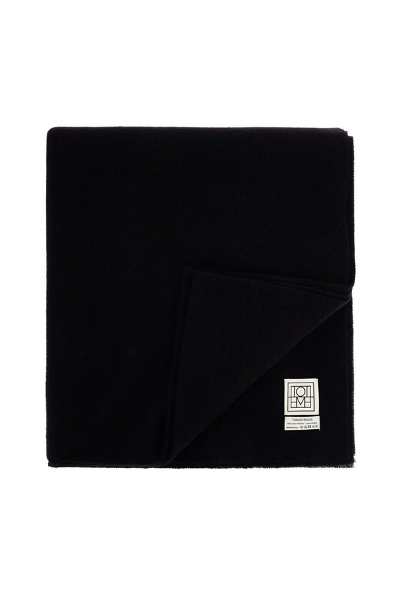 Toteme classic wide scarf in black virgin wool