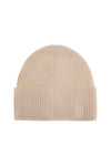 Toteme beige ribbed wool beanie with embroidered logo