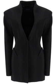  Mugler short black v-neck jacket with contemporary design