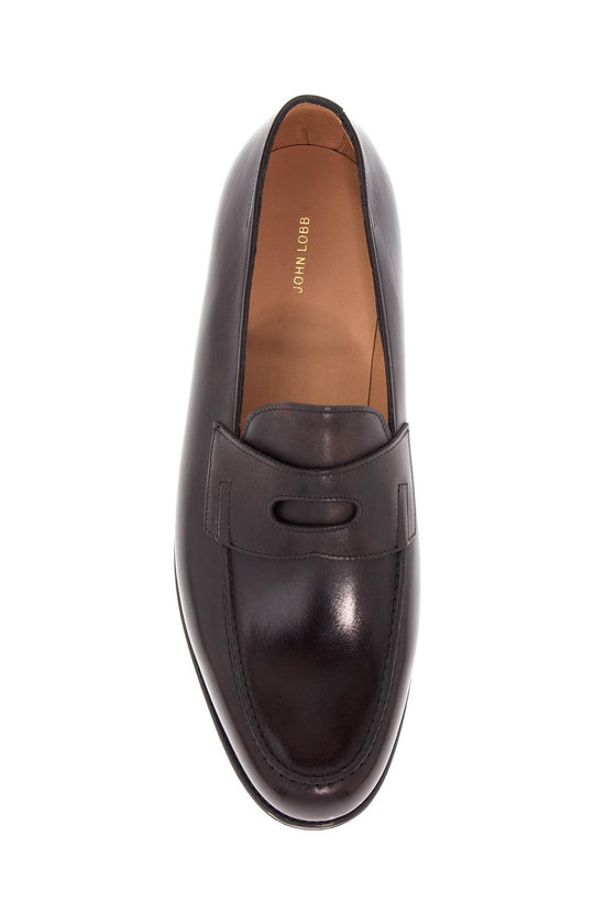 John Lobb dark brown leather oxford shoes with tapered design