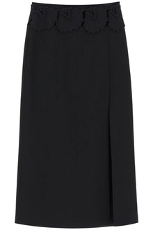  Valentino Garavani "mid-length wool and silk skirt with floral appliqué