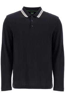  Boss men's long sleeve loose fit polo dark gray cotton