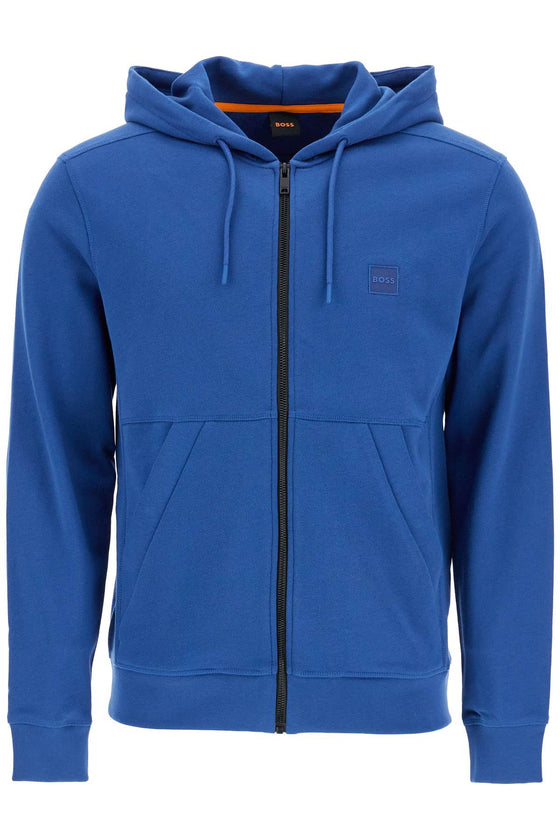 Boss blue regular fit zip hoodie long sleeve