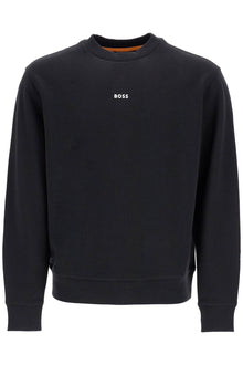  Boss men's black cotton sweatshirt with long sleeves and round neck