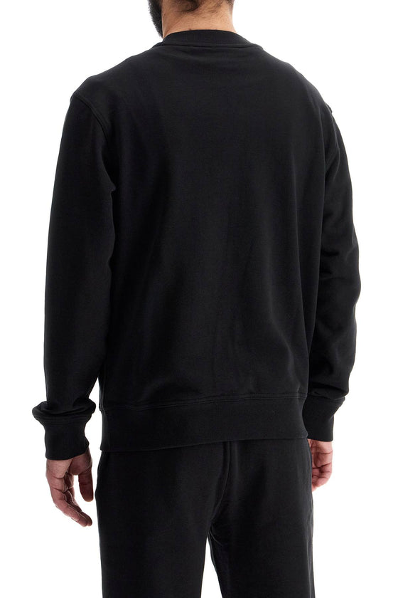 Boss men's black cotton sweatshirt with long sleeves and round neck