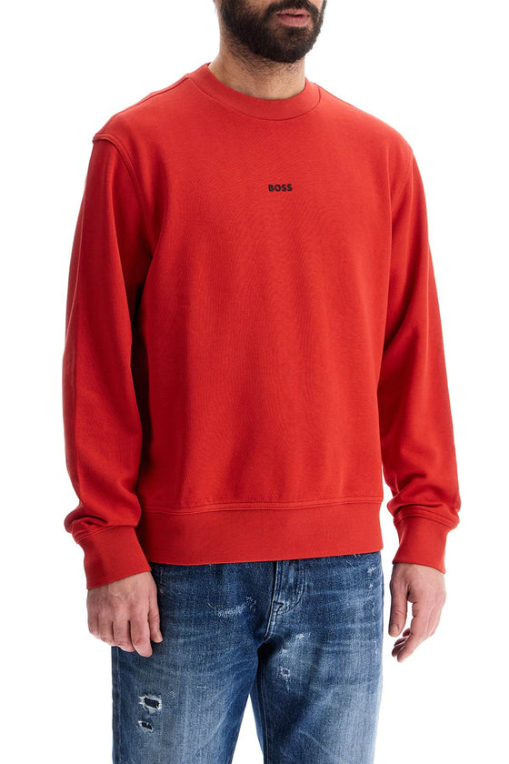 Boss medium red regular fit long sleeve crew neck sweatshirt