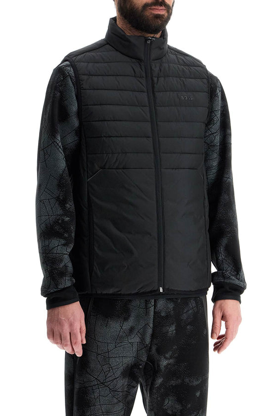 Boss black high collar quilted gilet regular fit