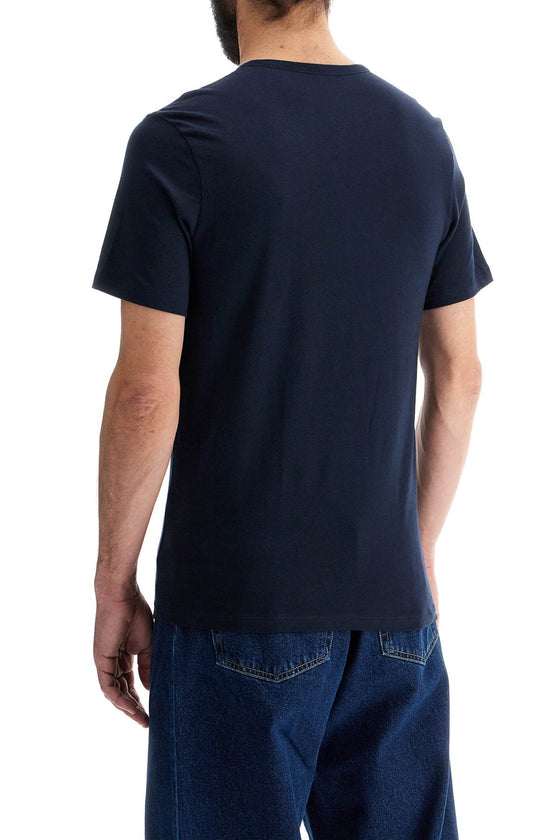 Boss dark blue short sleeve t-shirt with wide neck regular fit cotton for men