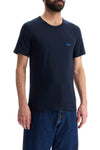 Boss dark blue short sleeve t-shirt with wide neck regular fit cotton for men