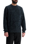 Boss men's black wool sweater with wide neck regular fit