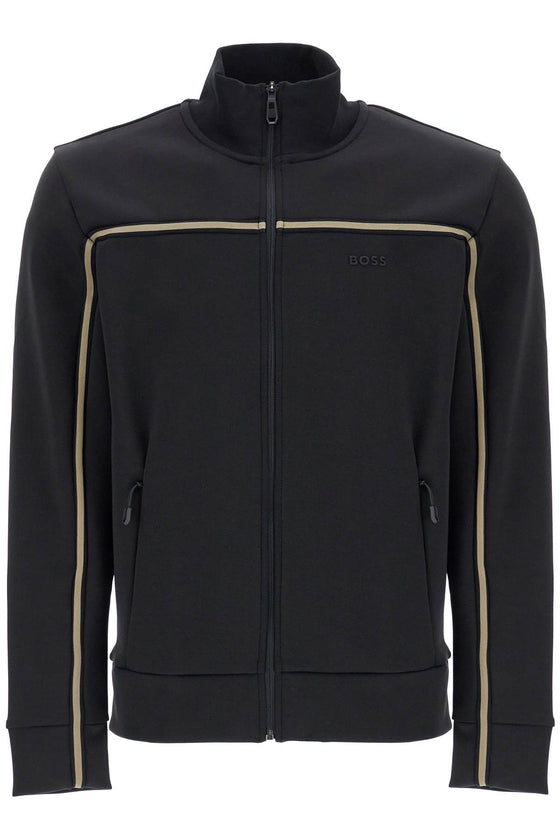 boss skaz 1 black high collar zip sweatshirt