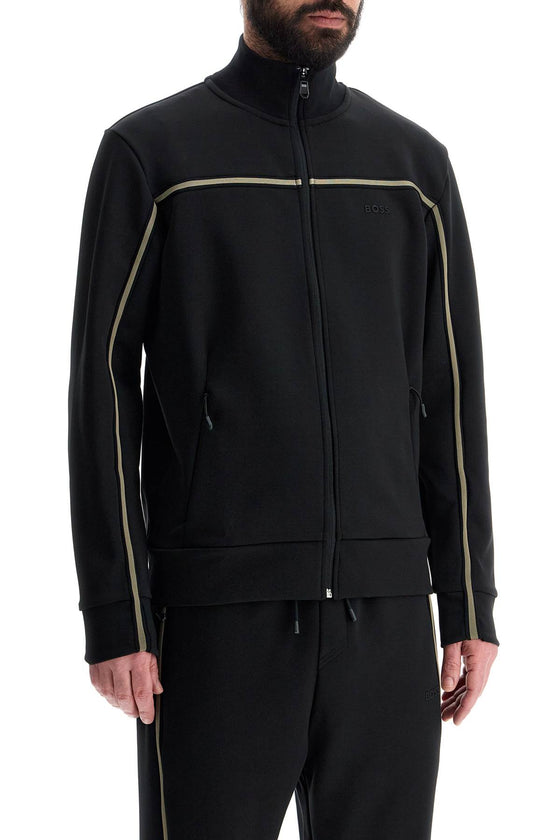 boss skaz 1 black high collar zip sweatshirt