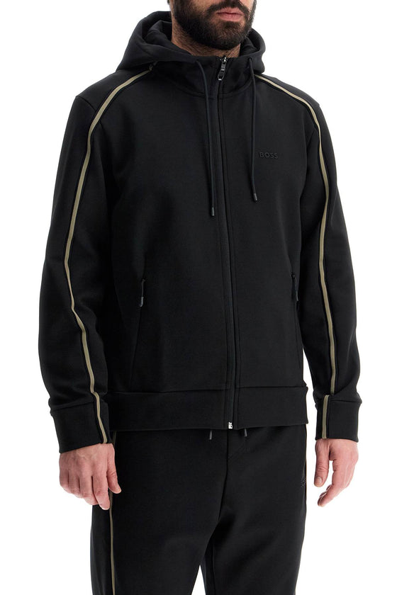 Boss black zip-up hoodie for men saggy 1