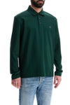 Boss men's long sleeve slim fit cotton polo green