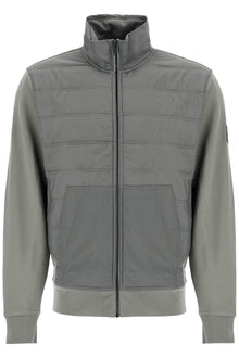  Boss gray quilted high collar zip sweatshirt