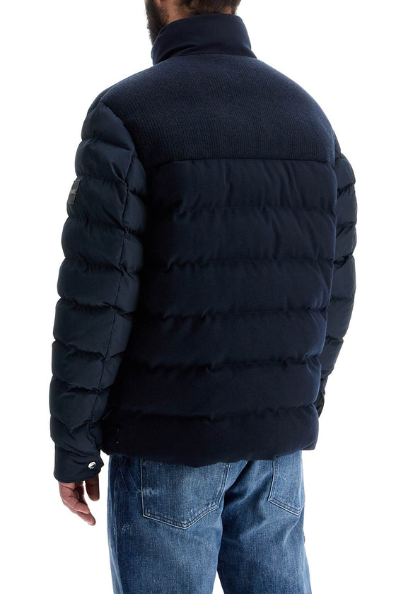 Boss dark blue high collar padded coat h-clanello