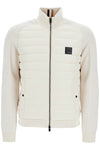 Boss white slim fit cotton and wool zip-up sweatshirt