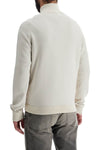 Boss white slim fit cotton and wool zip-up sweatshirt