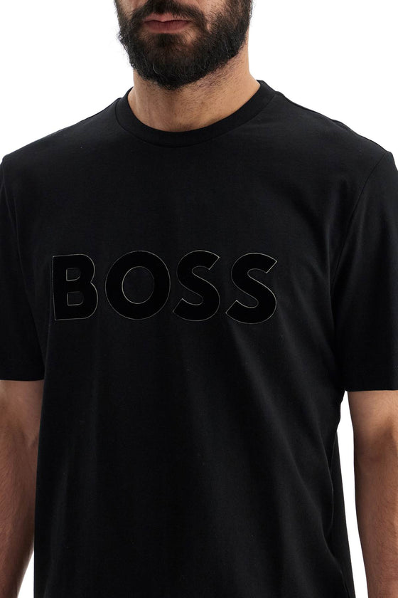 Boss flocked logo t-shirt with