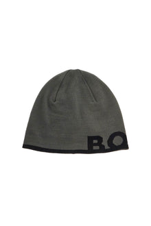  Boss elegant dark gray wool and acrylic beanie with contrasting logo