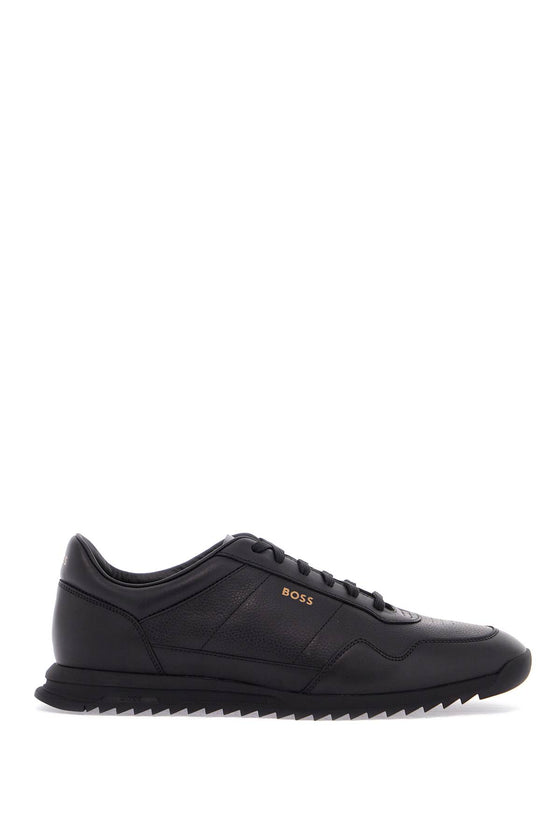 Boss men's black leather minimalist sneakers zayn_lowp_lttb