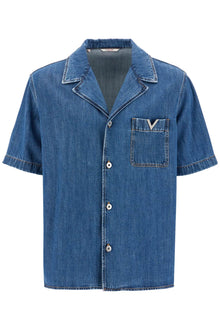  Valentino Garavani denim bowling shirt for men