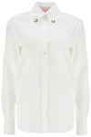 Valentino Garavani structured collar white optical long sleeve cotton shirt