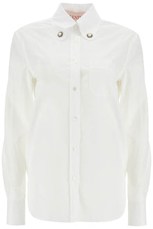  Valentino Garavani structured collar white optical long sleeve cotton shirt