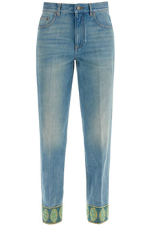  Valentino Garavani medium blue jeans with green embroidery*** straight leg*** high waist