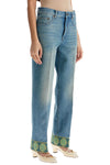 Valentino Garavani medium blue jeans with green embroidery*** straight leg*** high waist