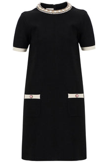  Valentino Garavani black and ivory knit dress with round neck in viscose