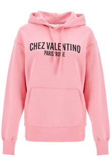  Valentino Garavani pink cotton hoodie with kangaroo pocket