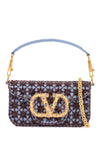 Valentino Garavani small floral blue cloud and amethyst shoulder bag with crystals