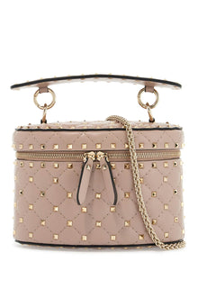  Valentino Garavani cylindrical vanity bag in powder leather with diamond pattern