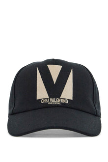  Valentino Garavani black baseball cap with butter logo in adjustable cotton