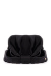 Valentino Garavani black silk turban with golden details and v logo