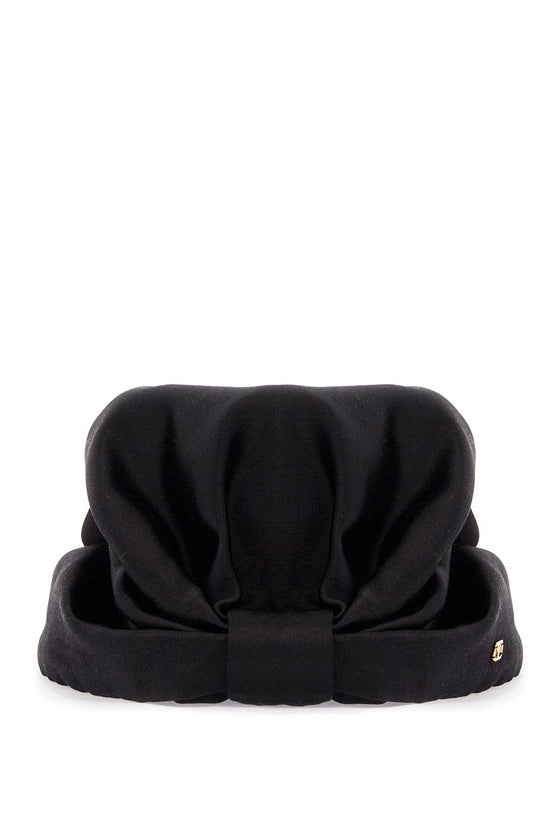 Valentino Garavani black silk turban with golden details and v logo