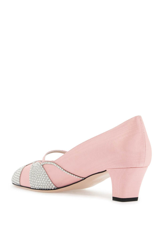 Valentino Garavani pink satin pumps with rhinestones