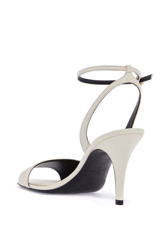 Valentino Garavani ivory goat leather stiletto sandal with striped strap