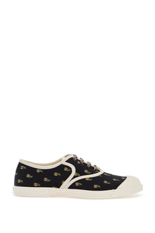  Valentino Garavani black cotton sneakers with floral pattern and rubber sole