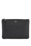 Valentino Garavani black leather minimalist pouch with zip