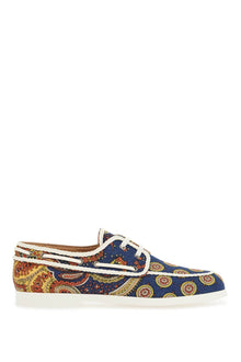  Valentino Garavani blue cotton boat shoes with paisley pattern