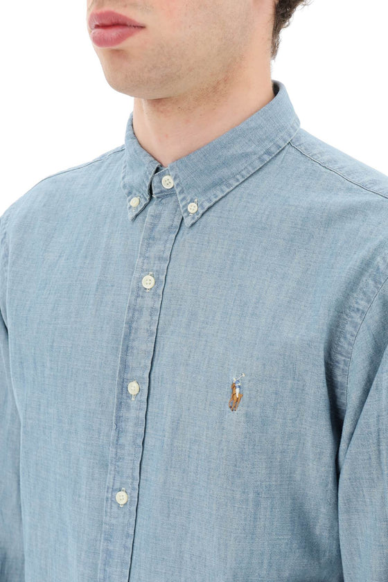 Polo Ralph Lauren slim fit shirt in stone-washed chambray