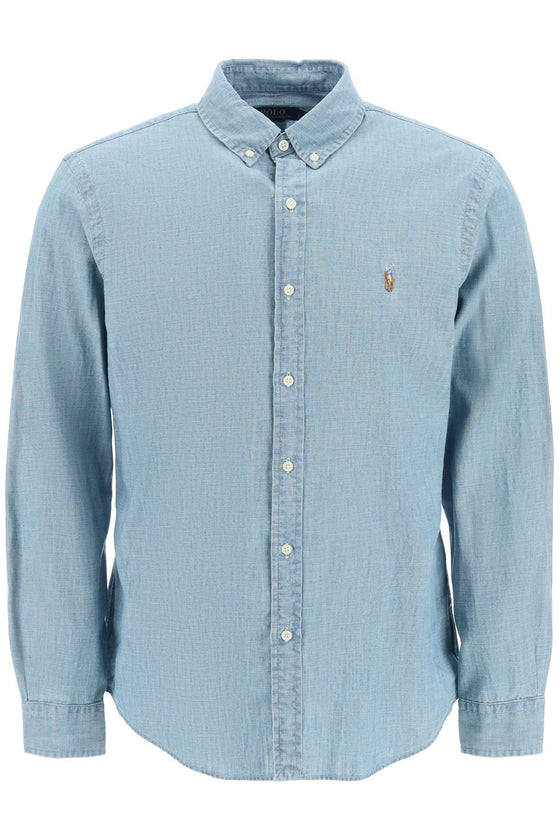 Polo Ralph Lauren slim fit shirt in stone-washed chambray