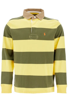  Polo Ralph Lauren olive green and yellow striped cotton polo