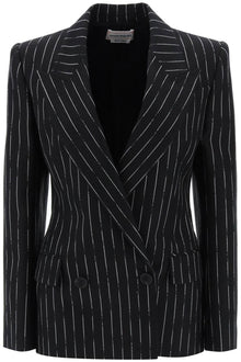  Alexander Mcqueen broken pinstripe jacket