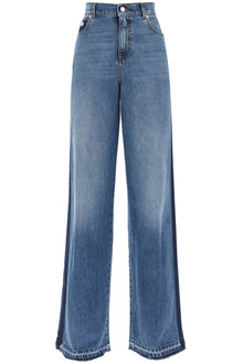  Alexander Mcqueen wide leg jeans with contrasting details