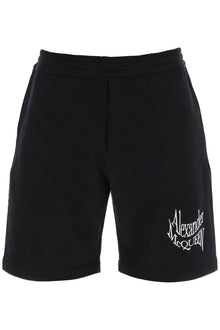  Alexander Mcqueen warped logo sweat shorts