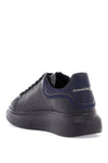 Alexander Mcqueen men's sneakers black and navy blue calfskin with thick rubber sole